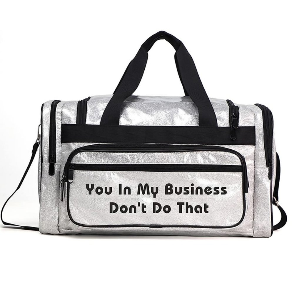 Silver Metallic Glitter Overnight Travel Duffle Bag